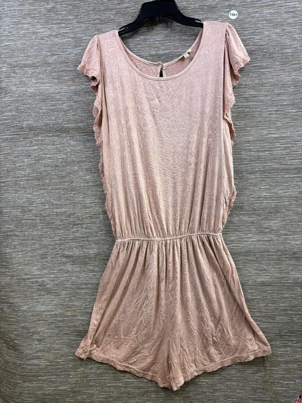 Kori America Ruffle Romper Womens Size S Pink Short Sleeve Casual